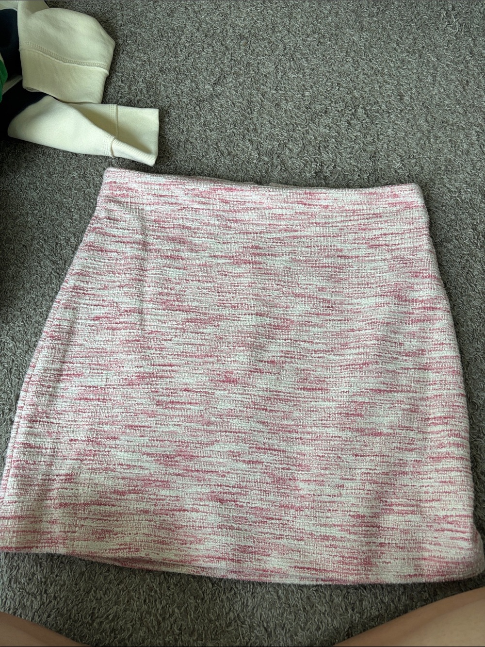 LOFT Pink and White Knit Mini Skirt